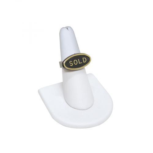 Finger ring stand; HALF ROUND base - White leather
